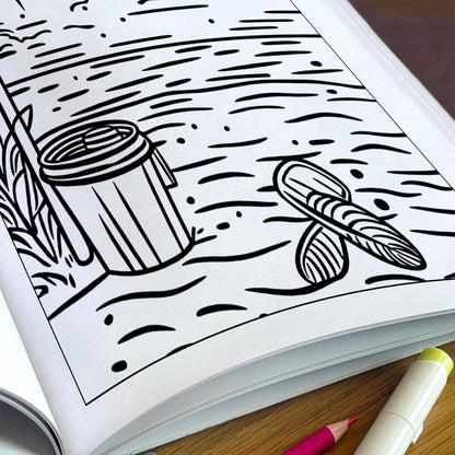 Coastal Joy Hawaii Coloring Pages – 48 Pages – Tropical Fun, Surfboards, Sea Life – For Kids
