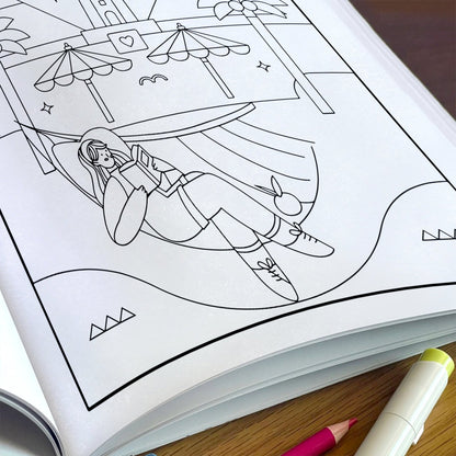 Hawaii Chill Time Coloring Pages – 48 Summer Beach Scenes for Kids