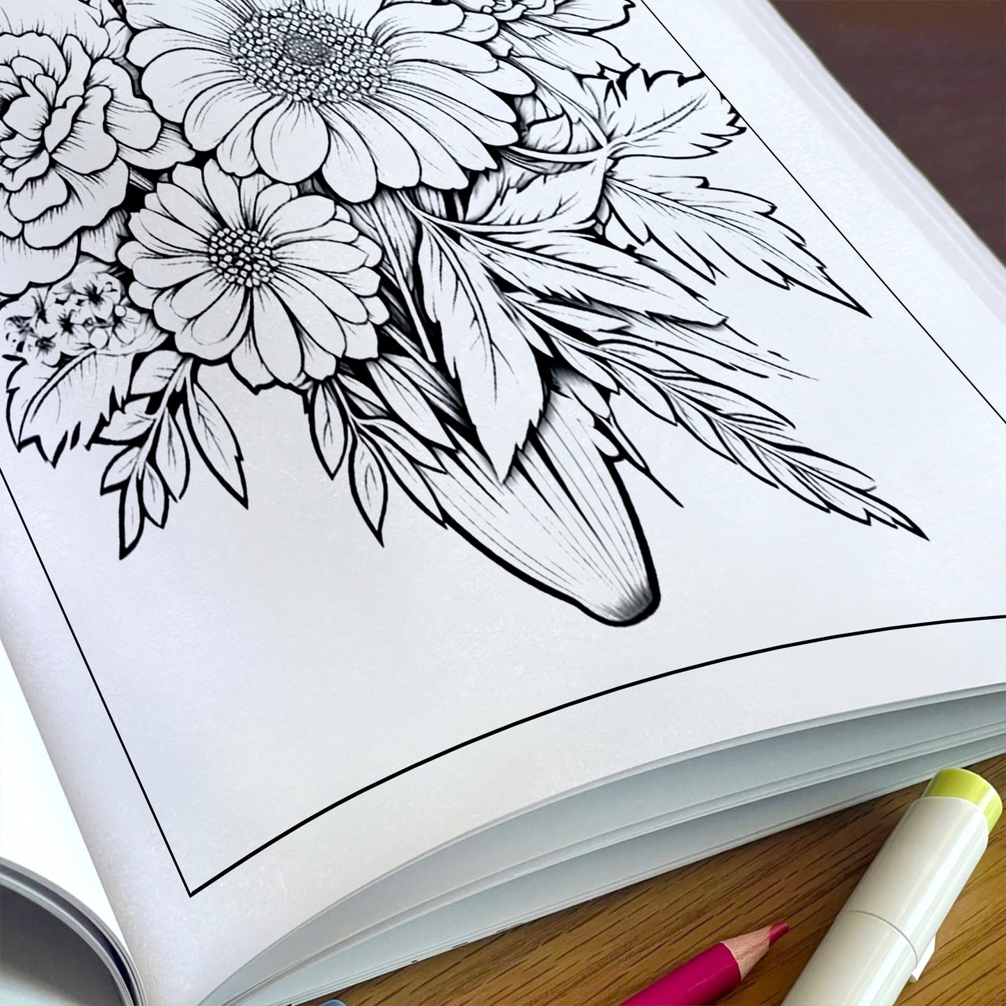 Blooming Bouquet Floral Coloring Pages – 48 Pages – Beautiful Flower Arrangements – For Adults