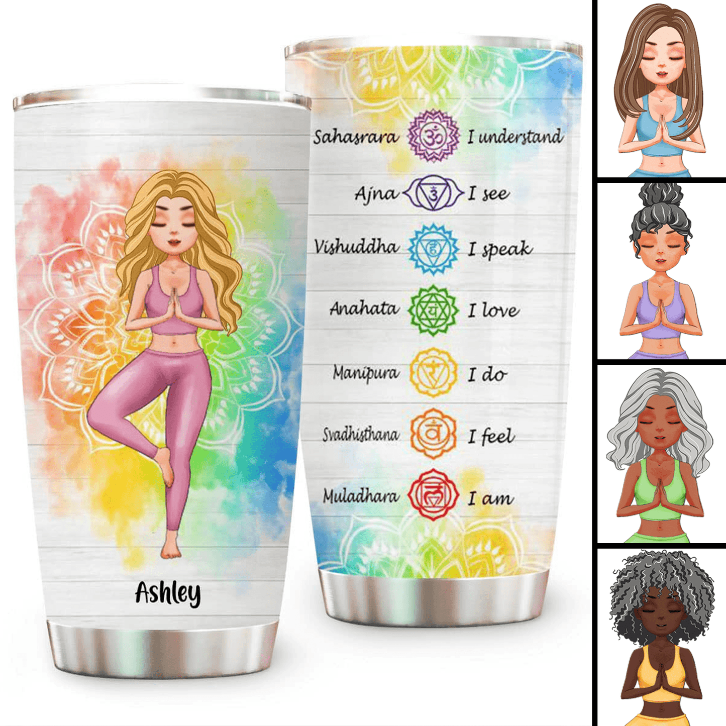 The Seven Chakras - Personalized Custom 20oz Fat Tumbler Cup - Yoga Day Gift For Yoga Lovers