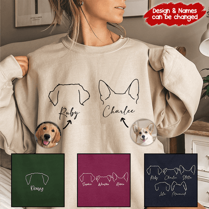 Cute Dog Ears with Names - Custom Tshirts - Personalized Gift for Dog Lovers, Dog Owners, Dog Mom, Dog Dad