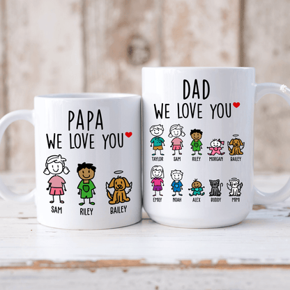 Dad, We Love You - Personalized Custom Coffee Mug - Custom Father's Day Gift for Dad, Papa, Grandpa, Daddy, Dada
