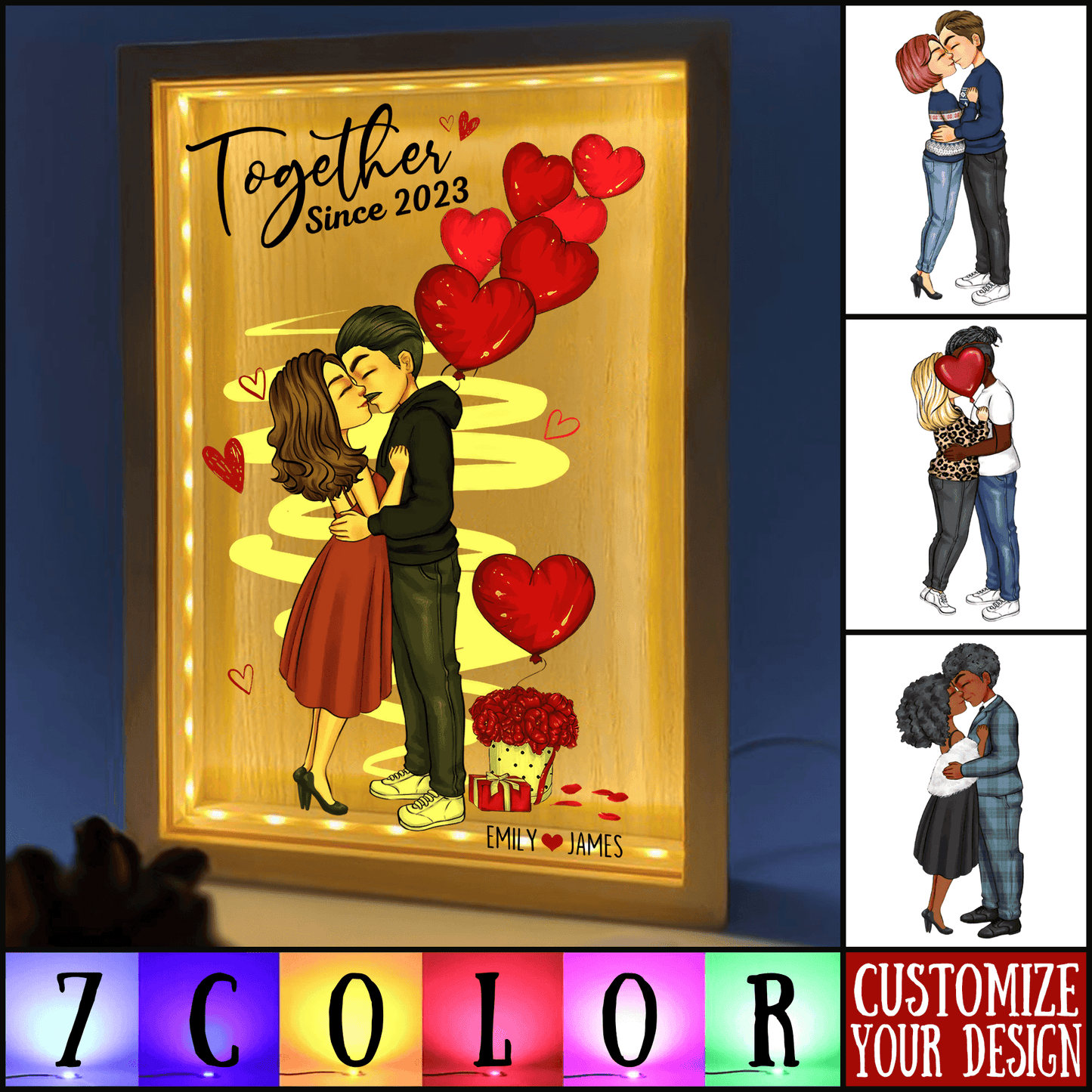 Together Since - Custom Light Box - Personalized Gift For Couple, Girlfriend, Husband, Wife, Her, Him |  Valentine, Anniversary