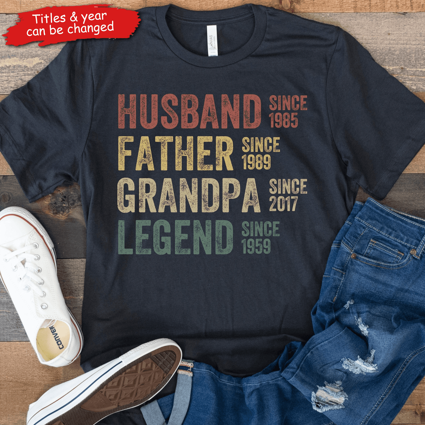 Husband, Father, Grandpa, Legend: The Journey of a Lifetime - Personalized Custom Year T Shirt