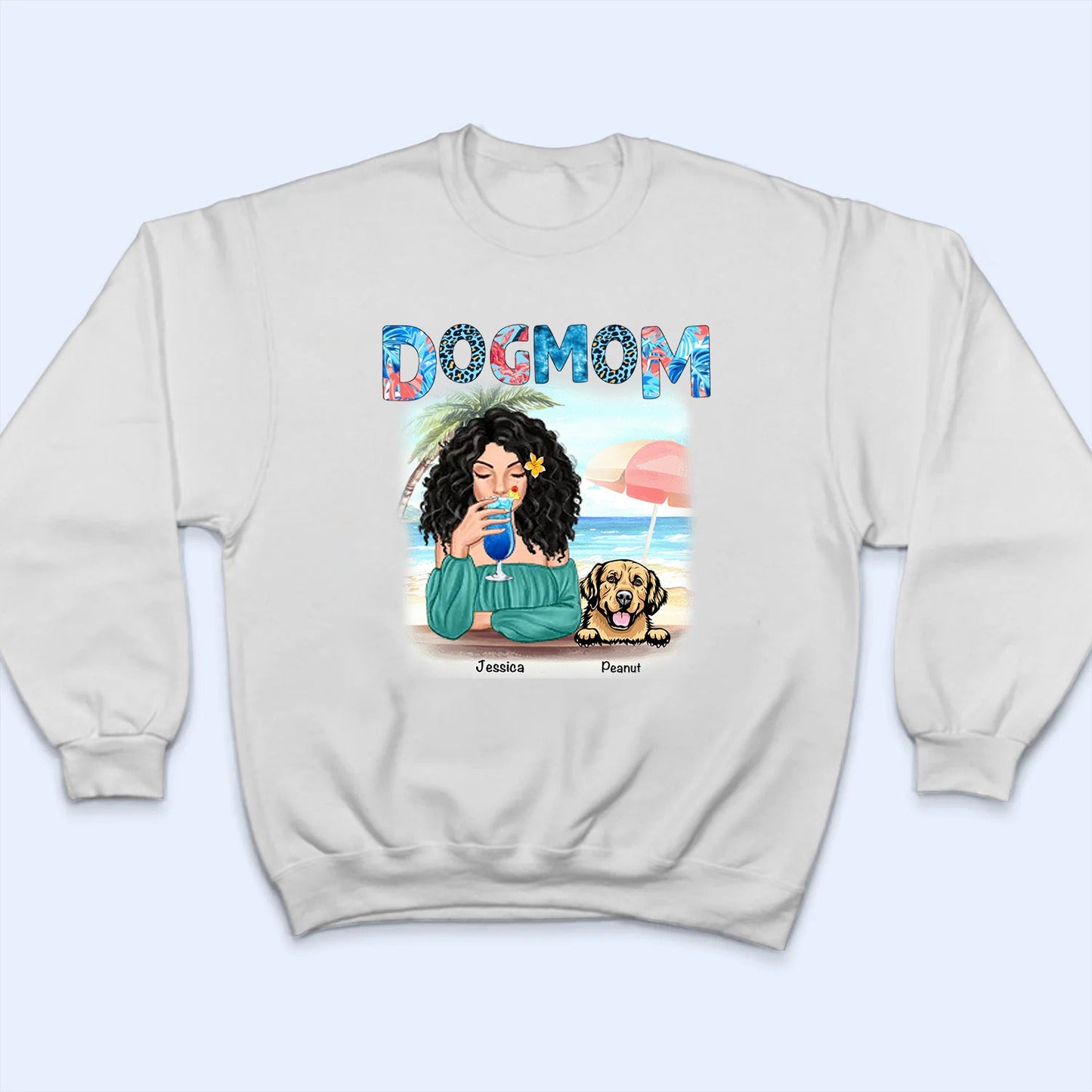 Dog Mom Summer Patterned - Personalized Custom T-Shirt - Gift for Women, Dog Mom, Dog Lovers