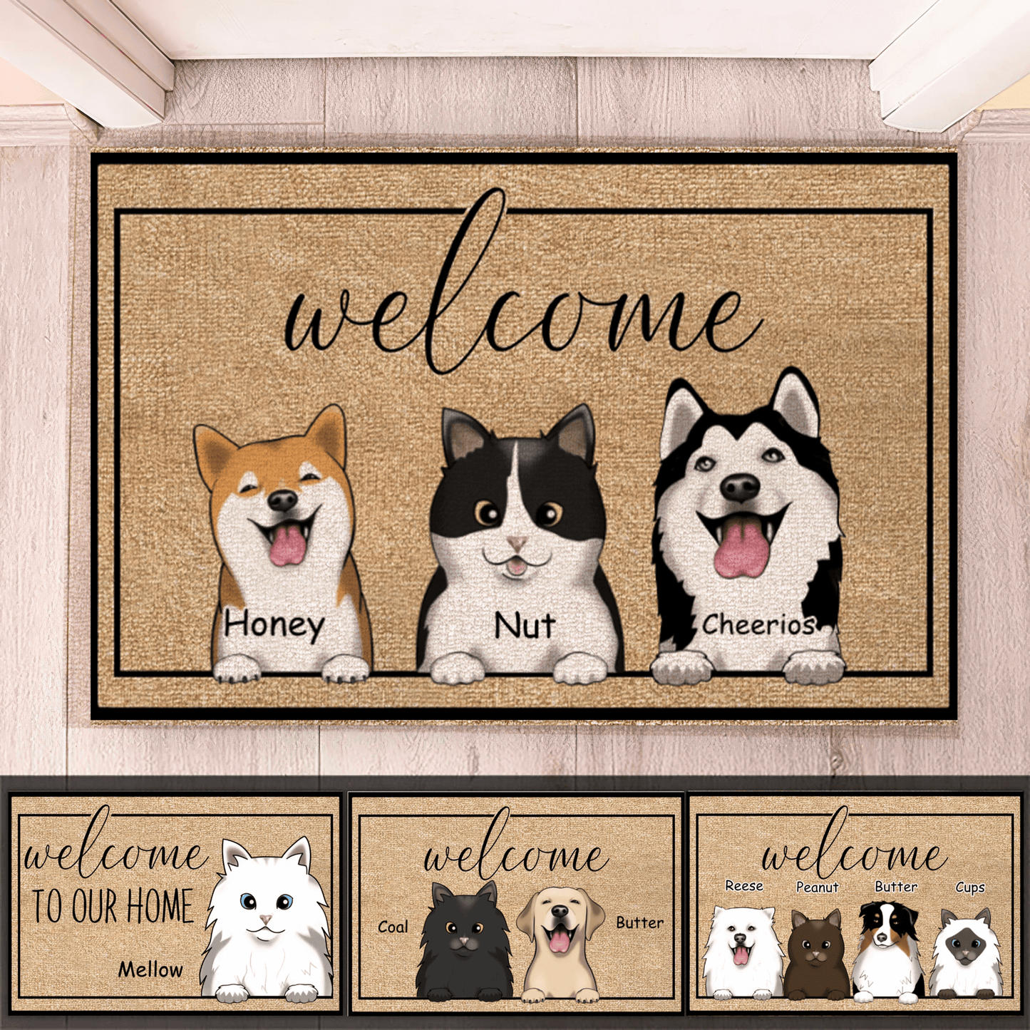 Custom Pet Welcome Doormat - Personalized Gift for Birthday, Housewarming, Homeowner, Friend, Dog/Cat Lover, Owner