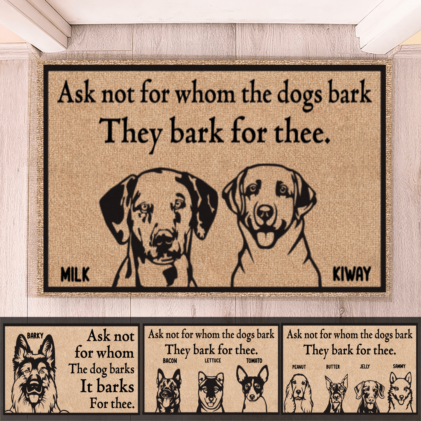 Personalized Dog Doormat - Ask Not Whom The Dog Barks Fore - Personalized Gift for Dog Lover, Owner, Dog Dad, Dog Mom
