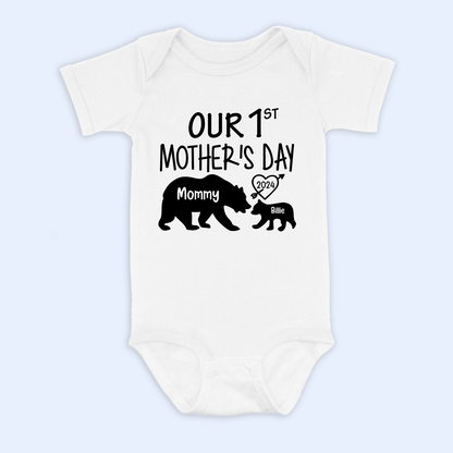 Our 1st Mother's Day - BABY ONESIE - Momma Bear & Baby Bear - Personalized Gift For New Moms, Pregnant, Infant, Baby, Newborn