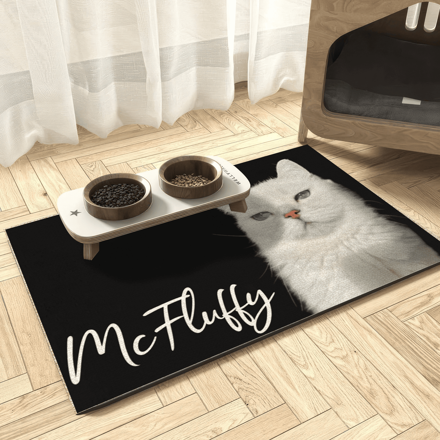 Custom Upload Pet - Food Mat With Photo - Personalized Doormat - Gifts for Birthday, Housewarming, Friend, Dog & Cat Lover, Owner, Pet Dad, Mom