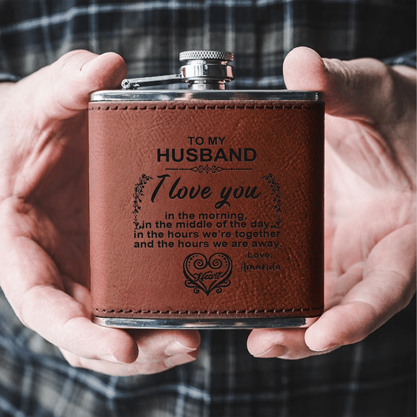 I Love You Poem - Family Personalized Custom Hip Flask - Father's Day, Birthday Gift For Dad, Grandpa, Husband, Boyfriend