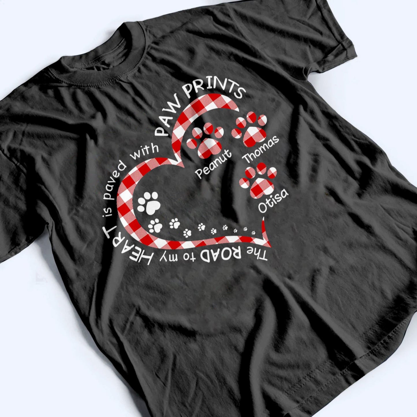 My Heart With Paw Prints Dog/Cat - Personalized Custom T Shirt - Gift for Dog/Cat Mom, Dog/Cat Dad, Pets Lovers