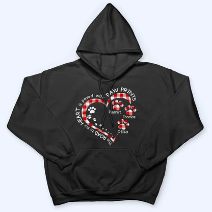My Heart With Paw Prints Dog/Cat - Personalized Custom T Shirt - Gift for Dog/Cat Mom, Dog/Cat Dad, Pets Lovers