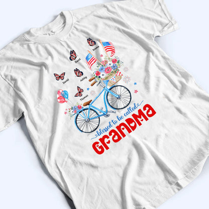 Patriotic Bicycle & Butterfly 4th of July - Personalized Custom Shirt - Gift for Mom, Grandma
