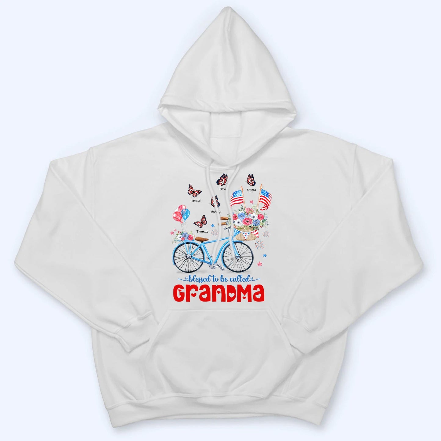 Patriotic Bicycle & Butterfly 4th of July - Personalized Custom Shirt - Gift for Mom, Grandma