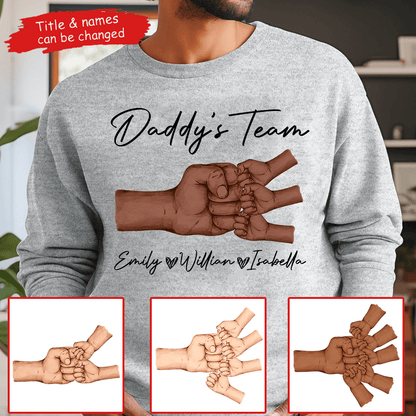 Fist Pump Black Daddy & Kids - Custom T-Shirt - Personalized Gift for Black Dad | Perfect for Black History Month, Juneteenth, or Any Occasion | African American