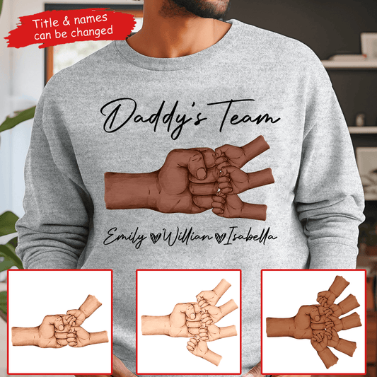 Fist Pump Black Daddy & Kids - Custom T-Shirt - Personalized Gift for Black Dad | Perfect for Black History Month, Juneteenth, or Any Occasion | African American