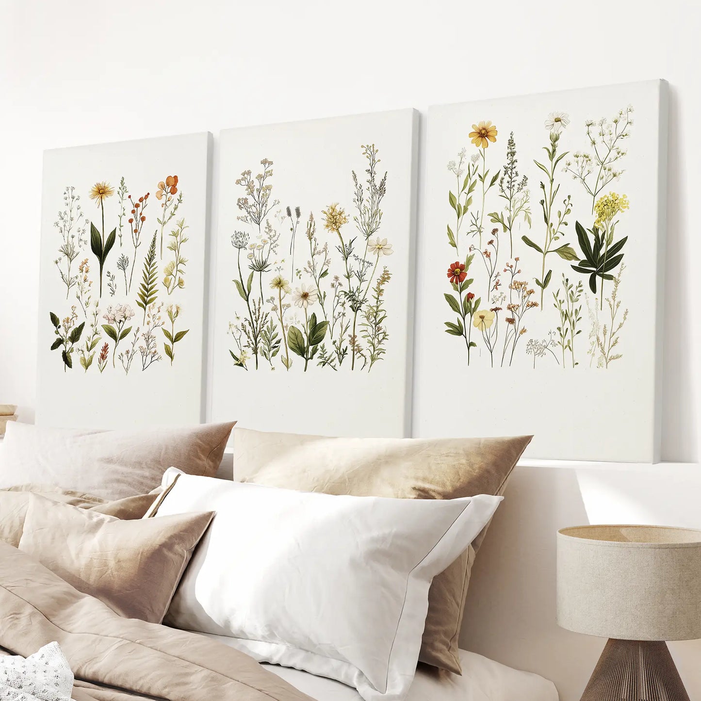 Watercolor Set of 3. Colorful Wildflower Prints