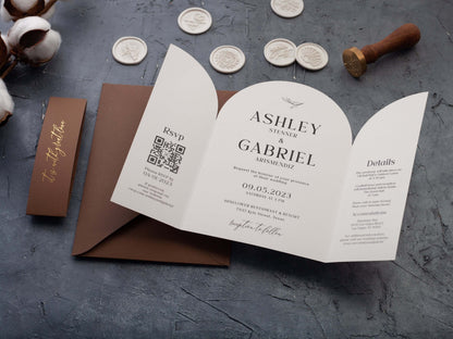 Arch Wedding Invitations with Couple Photo and QR RSVP