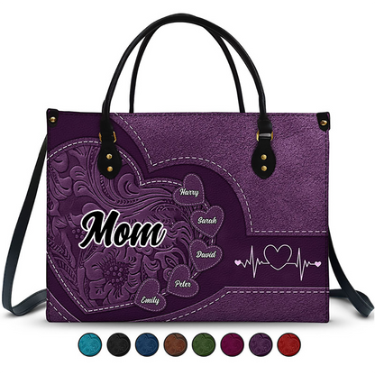 Custom Handbag with Kid's Name/little Sweethearts – Personalized Leather Gift for Mom, Wife, or Grandma | Birthday, Mother's Day or Any Occasion