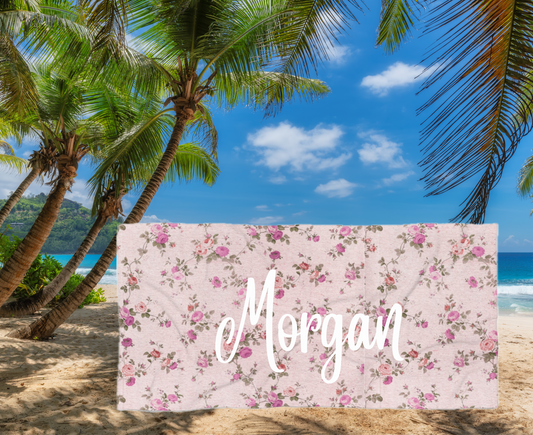 Customizable: Floral Beach Towel, Summer Towel, Bath Blanket, Pool Accessory, Gift for Her, Outdoor Picnic Essential