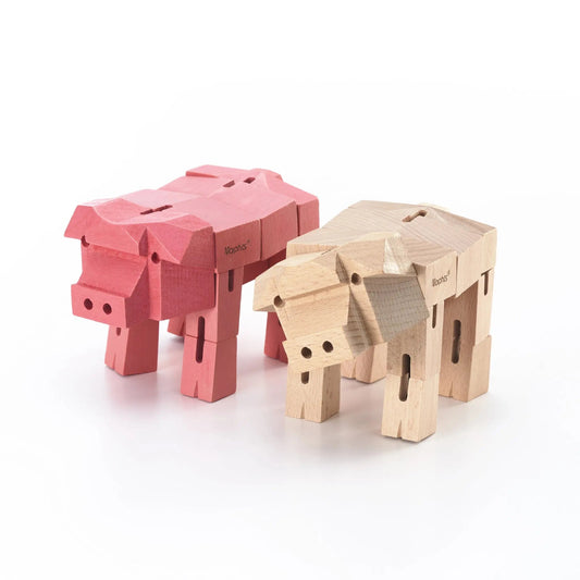 Modern Wooden Pig Decor – Interactive Puzzle & Art Piece