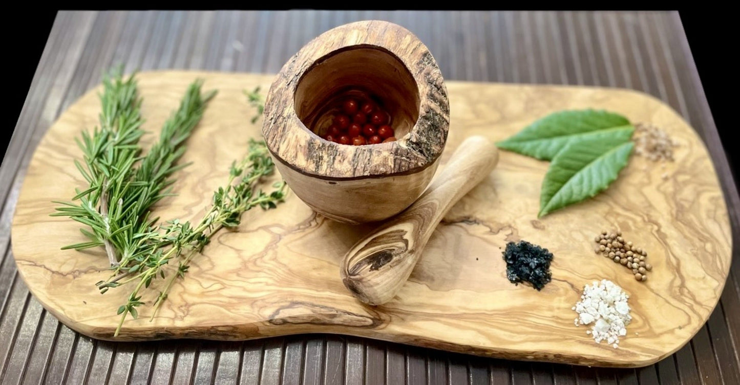 Olive Wood Rustic Mortar and Pestle | Kitchen [Wood] | Kitchen + Metal