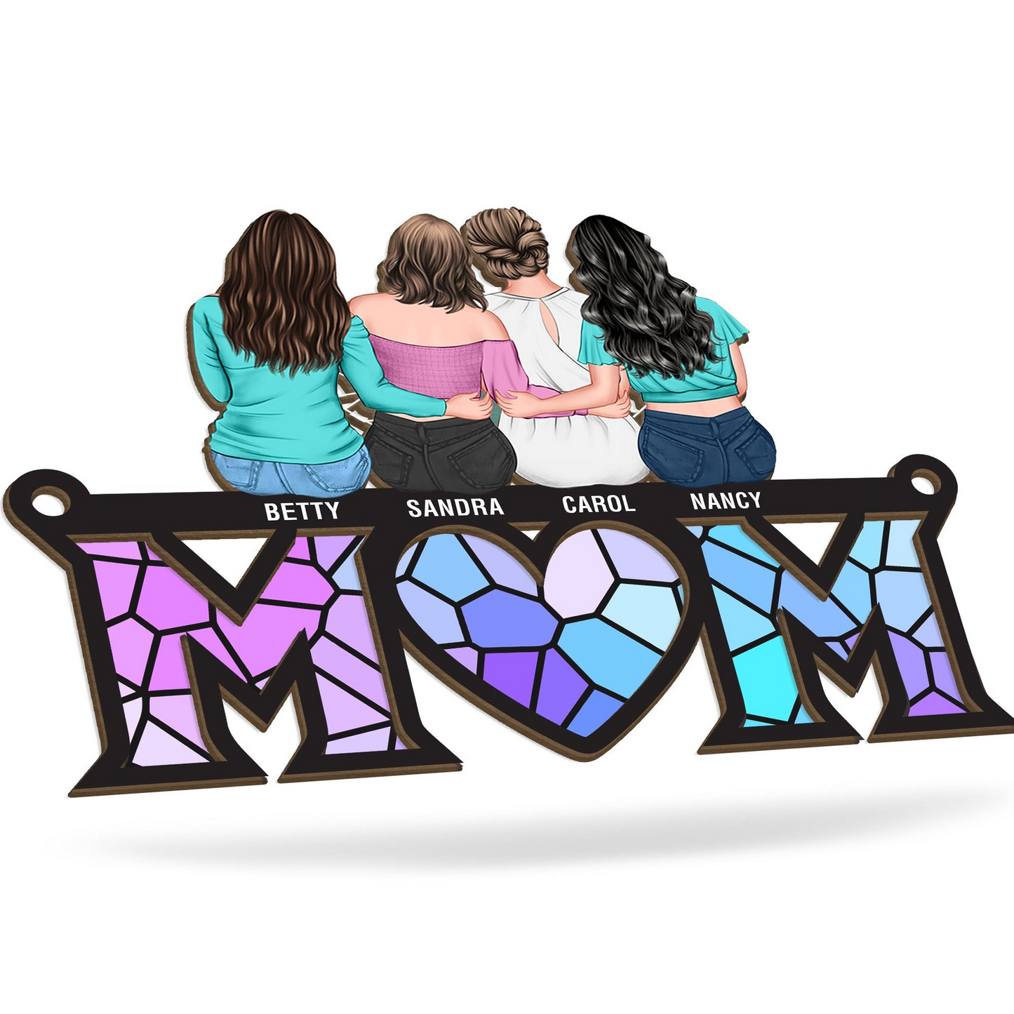 Mother & Children Bond [Aldult Version] - Personalized Window Hanging Suncatcher Ornament - Gift For Mom, Mama, Mommy, Mother