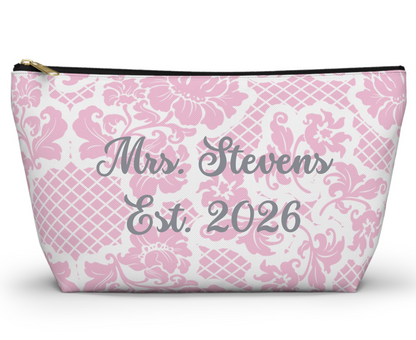 Customizable: Chic Floral Accessory Pouch | Makeup Bag, Organizer, Travel Essentials, Gift for Her, Pink Floral Design