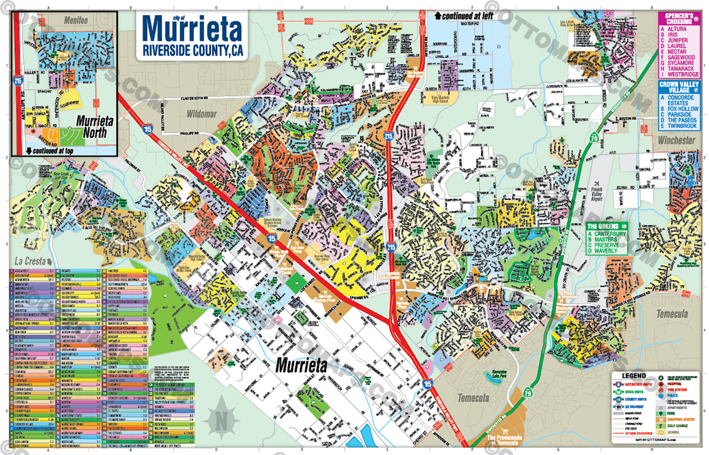 Murrieta Map, Riverside County, CA - POSTER PRINTS