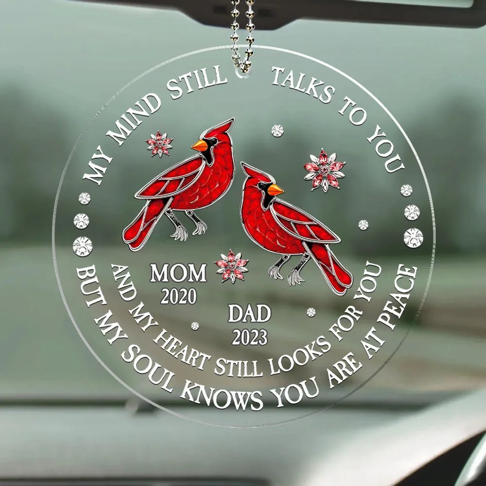My Soul Knows You Are At Peace - Personalized Acrylic Car Hanger - Memorial Sympathy Gifts For Loss Of Mom, Dad