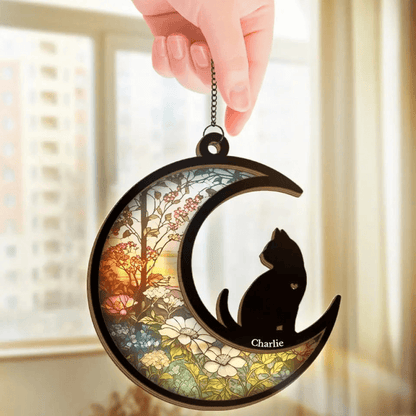 Personalized Cat Window Hanging Suncatcher Ornament - Gift for Cat Owner, Cat Lovers, Cat Mom, Cat Dad