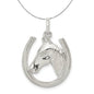 Sterling Silver Polished Horseshoe and Horse Head Necklace