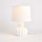 White Carved Wood Table Lamp with Curved Base