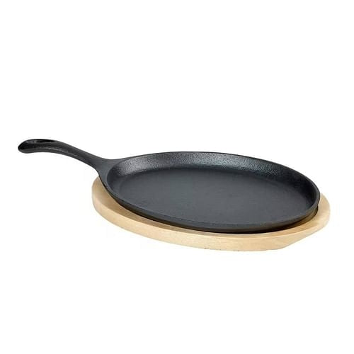 9-inch Cast Iron Flat Skillet Frying Pan Griddle with 10.5-inch Oval