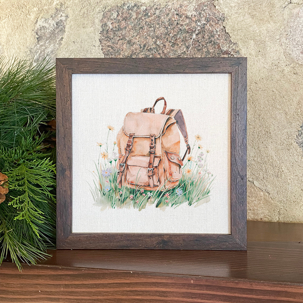Hiking Pack - Framed Sign | Home Decor | Kitchen + Metal