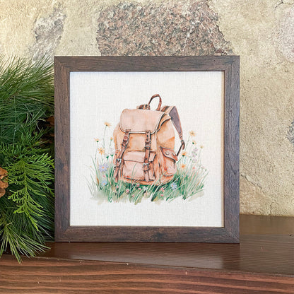 Hiking Pack - Framed Sign | Home Decor | Kitchen + Metal