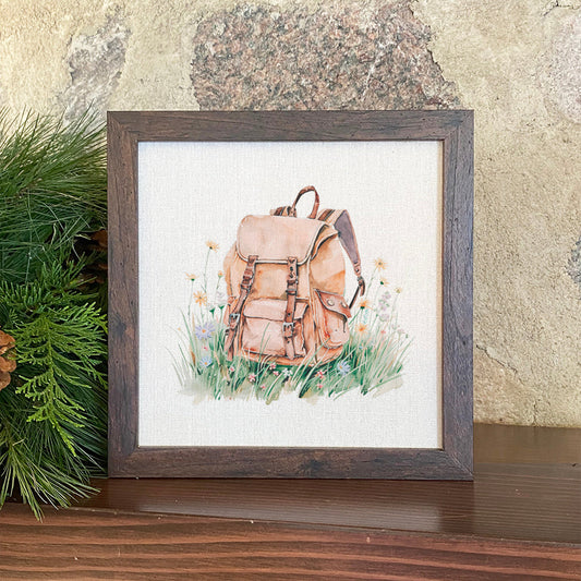 Hiking Pack - Framed Sign | Home Decor | Kitchen + Metal
