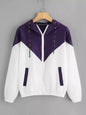 Color Block Hooded Jacket with Elastic Waist (Summer)
