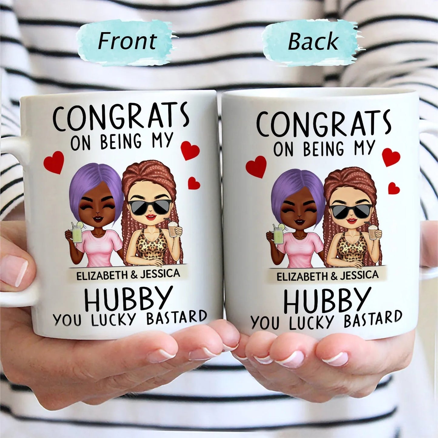 Congrats On Being My Husband/Wife - Personalized Custom Mug - Anniversary, Vacation, Funny Gift For Couples, Family