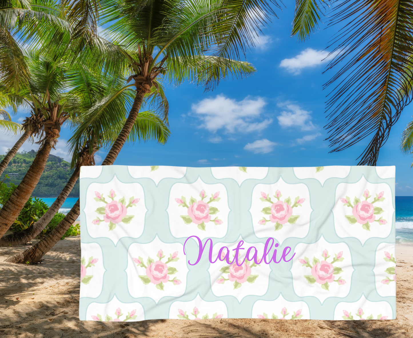 Customizable: Elegant Floral Beach Towel, Summer Accessory, Pool Party Essential, Gift for Beach Lovers, Vacation Must-Have, Outdoor Relaxation