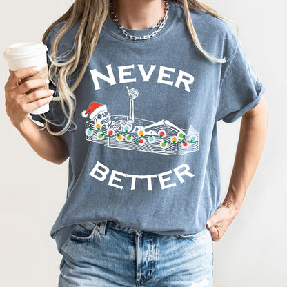 Never Better Christmas Skeleton, Retro, Comfort Colors Tshirt