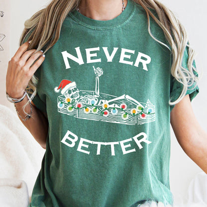 Never Better Christmas Skeleton, Retro, Comfort Colors Tshirt