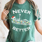 Never Better Christmas Skeleton, Retro, Comfort Colors Tshirt
