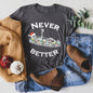 Never Better Christmas Skeleton, Retro Super Soft Tees