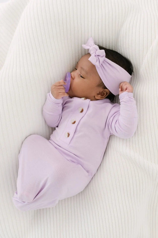Newborn Gowns, Baby Gowns - baby girl coming home outfit - Lavender