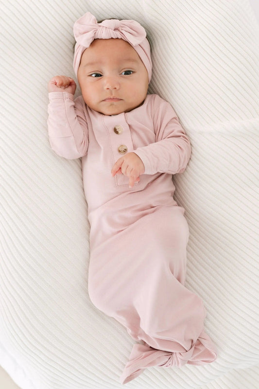 Baby Gowns, Newborn Gowns, Infant Gowns - Newborn Girl Clothes - Dusty Rose