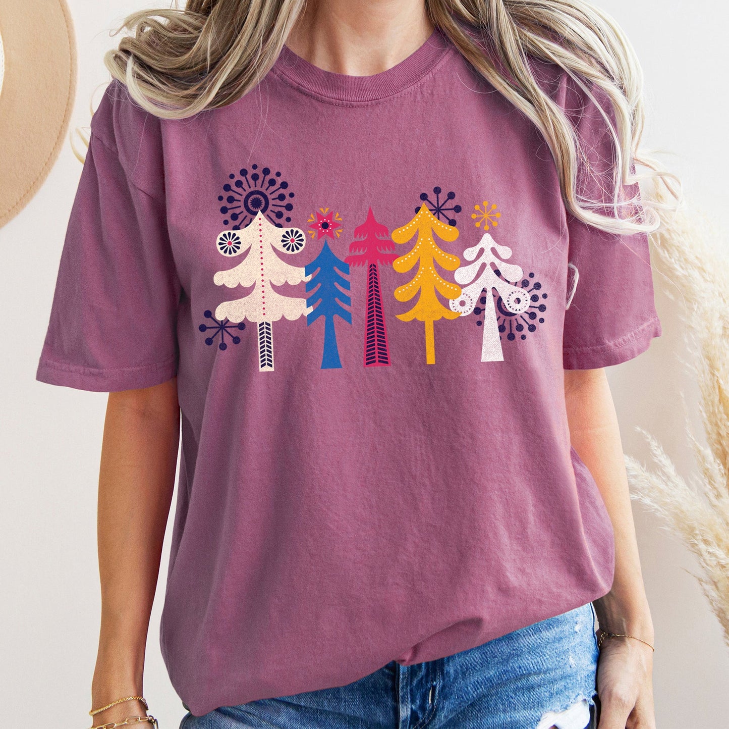 Noel Folk Art, Christmas, Snowflakes, Nordic, Comfort Colors Tshirt