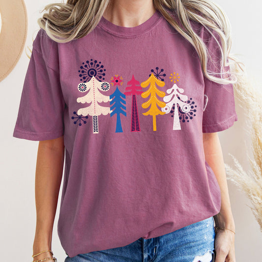 Noel Folk Art, Christmas, Snowflakes, Nordic, Comfort Colors Tshirt