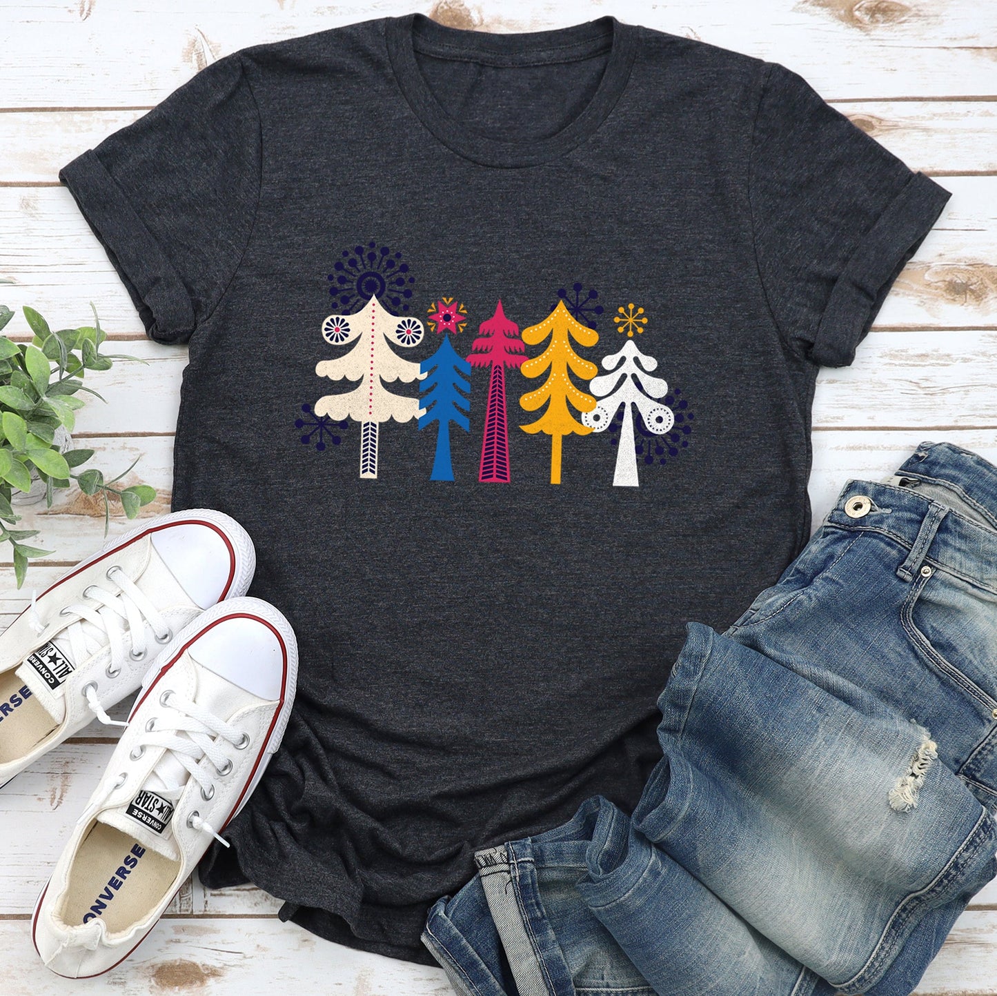 Noel Folk Art, Christmas, Snowflakes, Nordic Super Soft Tshirt