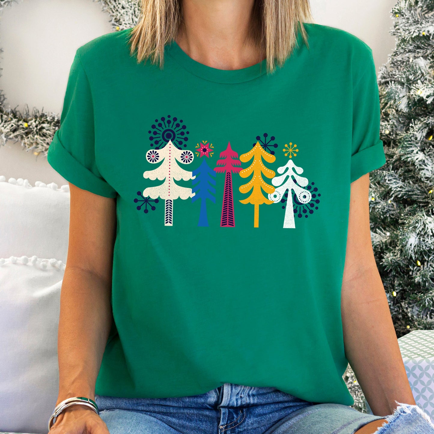 Noel Folk Art, Christmas, Snowflakes, Nordic Super Soft Tshirt